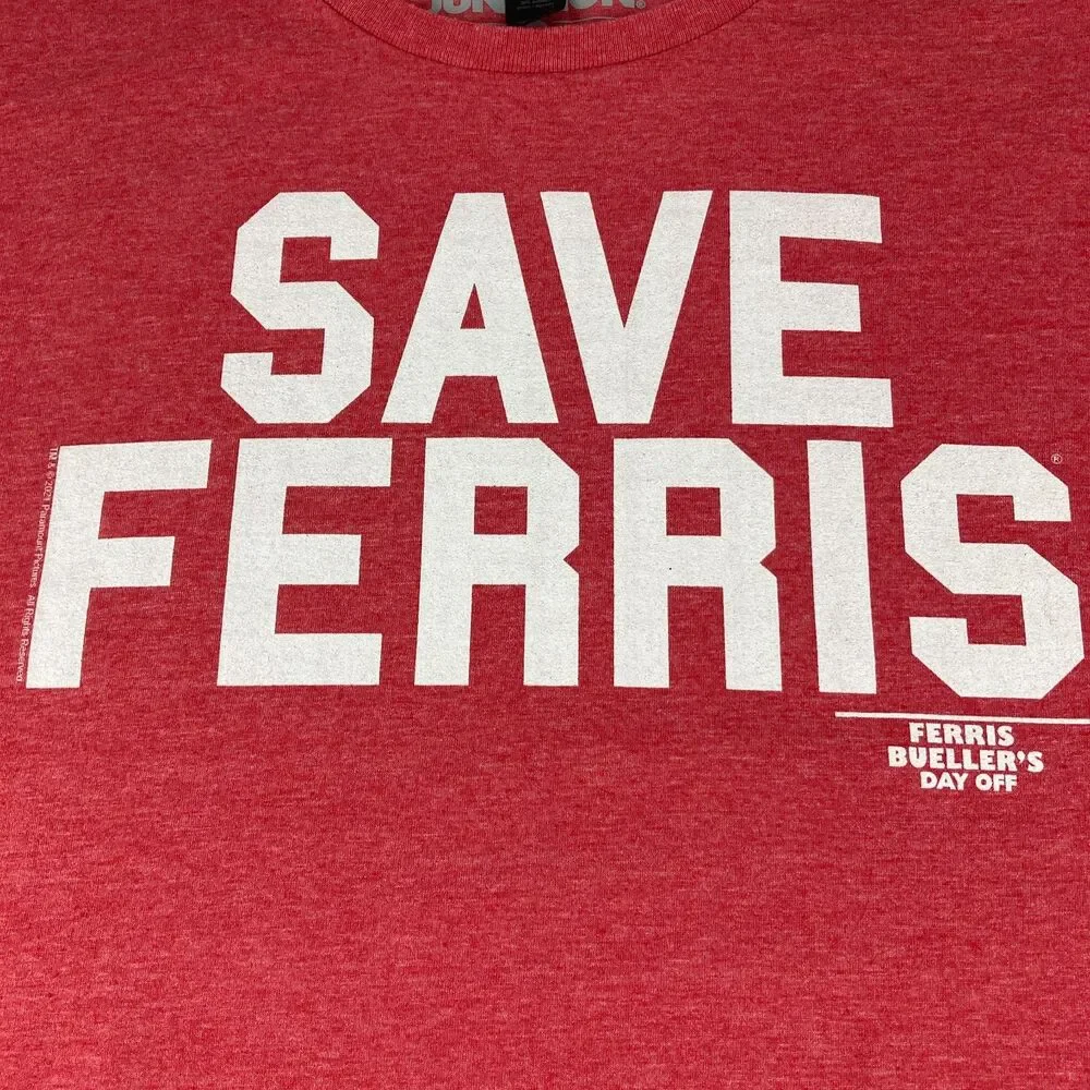 Ferris Buellers Day Off T Shirt Mens 2XL Save Ferris Movie Ripple Junction Red